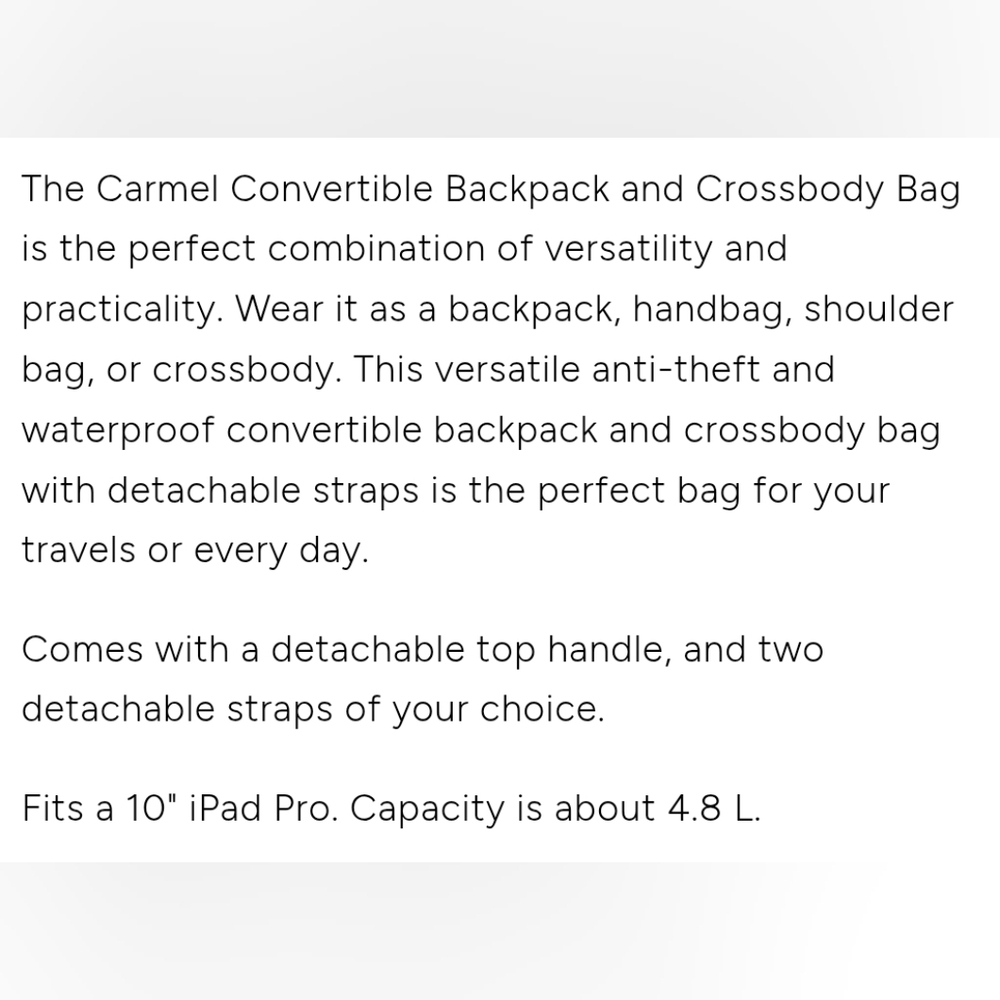 Arden Cove Carmel Convertible Backpack & Crossbody - Picture 8 of 10